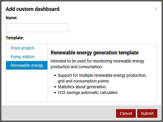 Create template using renewable energy template