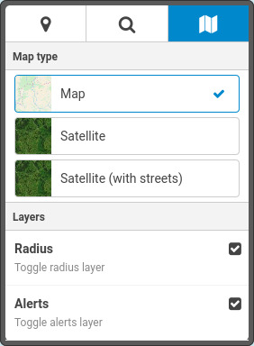 Map type menu.