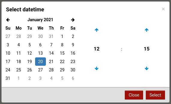 Date and time selector.